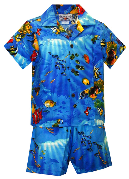 Marine Aquarium Fish Boy's 2pc Hawaiian Cabana Set